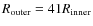$R_{\rm outer} = 41 R_{\rm inner}$