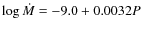 $\log \dot{M}= -9.0 + 0.0032 P$