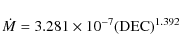 \begin{displaymath}\dot{M} = 3.281 \times 10^{-7} ({\rm DEC} )^{1.392}
\end{displaymath}