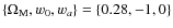 $\{\Omega_{{\rm M}},w_0,w_{{a}}\}=\{0.28,-1,0\}$