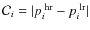 $\mathcal{C}_i=\vert p_i^{\;{{\rm hr}}}-p_i^{\;{{\rm lr}}}\vert$