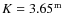 $K=3.65^{\rm m}$