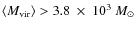 $\langle
M_{{\rm vir}} \rangle > 3.8~\times~10^3~M_{\odot}$