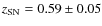 $z_{\rm SN}=0.59 \pm 0.05$