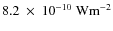 $8.2~\times~10^{-10}~{\rm Wm}^{-2}$