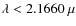 $\lambda < 2.1660~\mu$