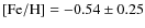 $\rm [Fe/H] = -0.54\pm0.25$