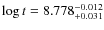 $\log t = 8.778^{-0.012}_{+0.031}$