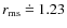 $r_{\rm ms}~\dot{=}~1.23$