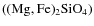 $\rm ((Mg, Fe)_{2}SiO_{4})$