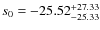 $s_0=-25.52^{+\rm 27.33}_{-25.33}$