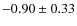 $-0.90\pm0.33$