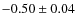 $-0.50\pm0.04$