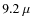 $9.2~\mu$