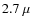 $2.7~\mu$