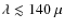 $\lambda \lesssim 140~\mu$