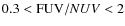 $0.3<{\rm FUV}/NUV<2$