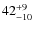 $\rm 42^{+9}_{-10}$