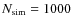 $N_{\rm sim}=1000$