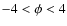 $-4<\phi<4$