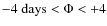 $-4~{\rm days} < \Phi < +4$