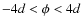 $-4d < \phi < 4d$