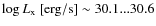 $\log{L_{\rm x}}~{\rm [erg/s]} \sim 30.1...30.6$