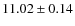 $ 11.02 \pm 0.14$