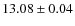 $ 13.08 \pm 0.04$