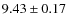 $ 9.43 \pm 0.17$