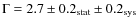 $\Gamma=2.7\pm0.2_{\rm stat}\pm0.2_{\rm sys}$