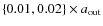 $\{0.01,0.02\} \times a_{\rm out}$