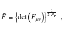 \begin{displaymath}
\bar{F} \equiv \left\{ \det \left( F_{\mu\nu} \right) \right\}^{\frac{1}{2~N_{\rm p}}}\;,
\end{displaymath}