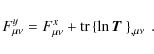 \begin{displaymath}
F_{\mu\nu}^y = F_{\mu\nu}^x + {\rm tr} \left\{ \ln \mbox{\boldmath$T$ } \right\}_{,\mu\nu}\;.
\end{displaymath}