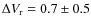 $\Delta V_{\rm r} = 0.7 \pm 0.5$