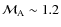 $\mathcal{M}_{\rm A} \sim 1.2$