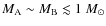 $M_{\rm A} \sim M_{\rm B} \lesssim 1~M_\odot$