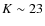 $K \sim 23$