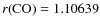 $r({\rm CO}) = 1.10639$