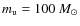 $m_{\rm u}=100~M_\odot$