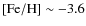 ${\rm [Fe/H]} \sim -3.6$
