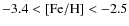 $-3.4 < {\rm [Fe/H]} < -2.5$