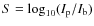 $S=\log_{10}(I_{\rm p}/I_{\rm b})$