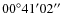$00^{\circ}41^{\prime}02^{\prime\prime}$