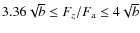 $3.36 \sqrt{b} \leq F_z/F_{\rm a} \leq 4 \sqrt{b}$