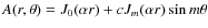 $A(r,\theta)= J_0(\alpha r)+ c J_m(\alpha r) \sin m \theta$