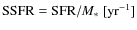 $ {\rm SSFR=SFR} / M_* \rm\ [yr^{-1}]$