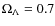 $\Omega_\Lambda =0.7$