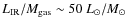 $L_{\rm IR}/M_{\rm gas} \sim 50~L_{\odot}/M_{\odot}$