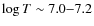 $\log T\sim7.0{-}7.2$